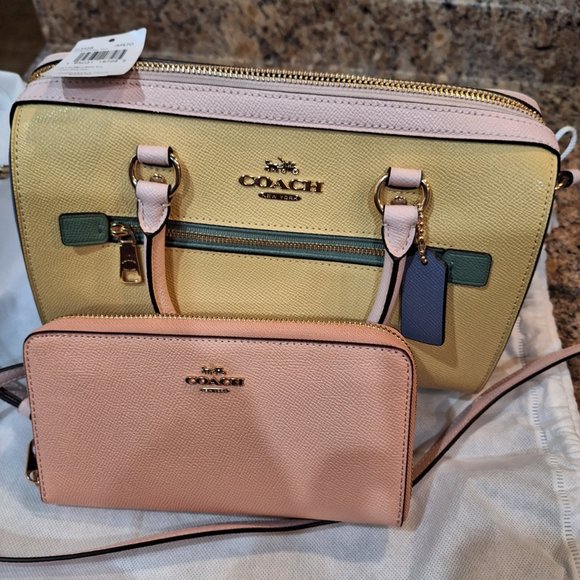 COACH Color Block Purse Rowan & Large Wallet - Picture 1 of 5